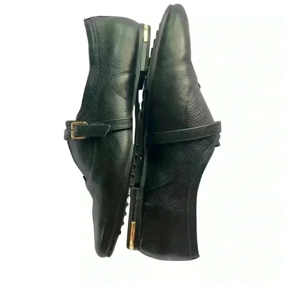 Yosi Samra Black Pointy Flats with Gold Buckle - Picture 6 of 11